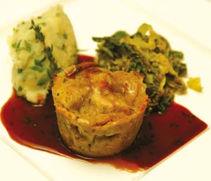 Partridge and rabbit steamed suet pudding